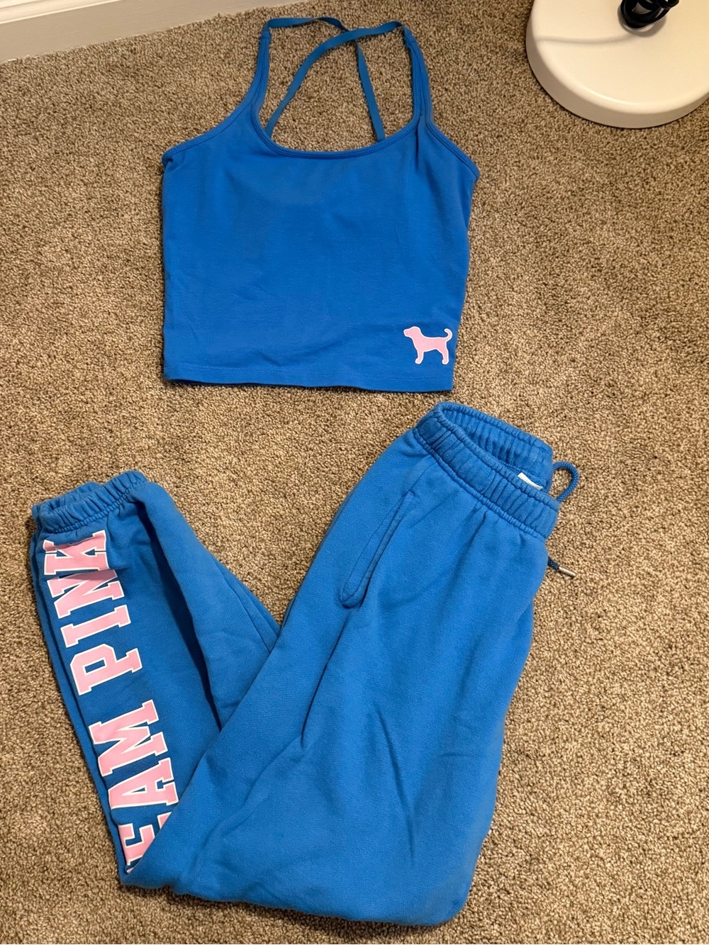 PINK Victoria's Secret Blue Sweatpants and Cami Set